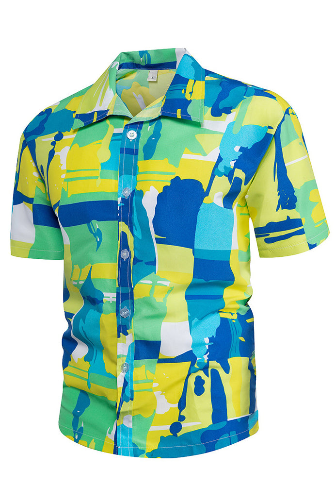 Men's Beach Geometric Printed Quick Drying Short Sleeved Shirts