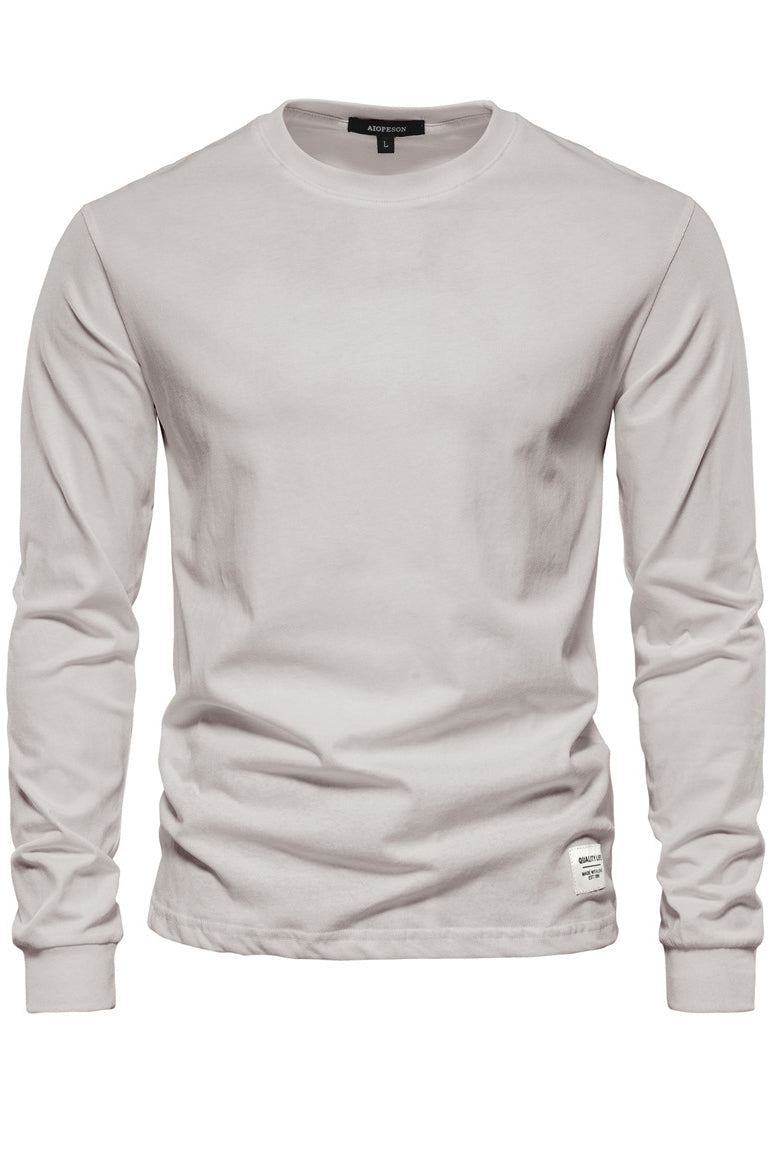 Men's Solid Crewneck Long Sleeve Cotton T-Shirts