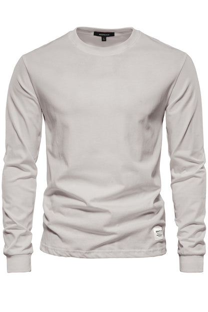 Men's Solid Crewneck Long Sleeve Cotton T-Shirts