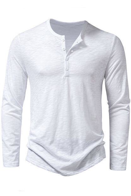 Men's Solid Long Sleeved Button Front T-shirts