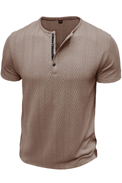 Mens Vintage Striped Knit Short Sleeve Henley Shirts