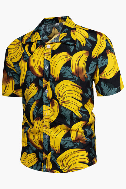 Men's Short Sleeve Banana Print Hawaiian Beach Shirts