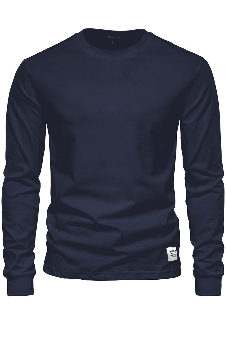 Men's Solid Crewneck Long Sleeve Cotton T-Shirts