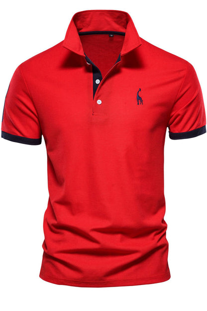 Short Sleeve Casual Deer Embroidered Lapel Polo Shirts