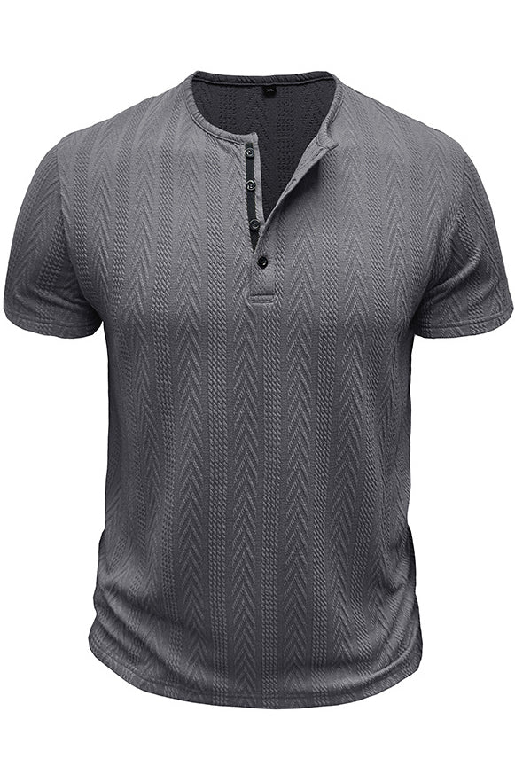 Mens Vintage Striped Knit Short Sleeve Henley Shirts