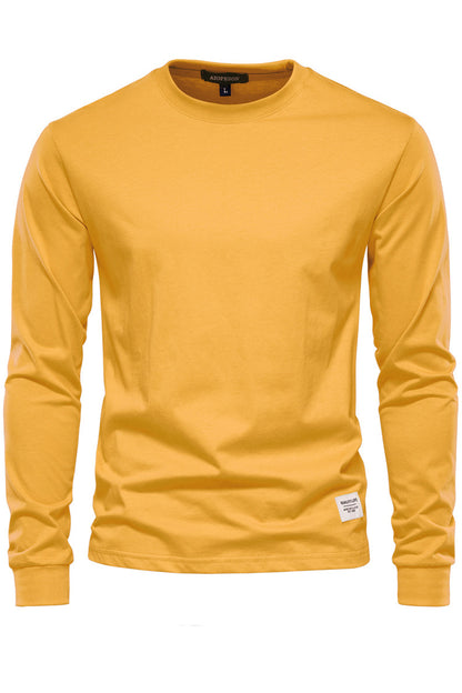 Men's Solid Crewneck Long Sleeve Cotton T-Shirts