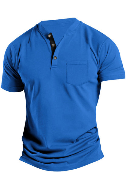 Men's Short Sleeve Button Front Pocket T-Shirts