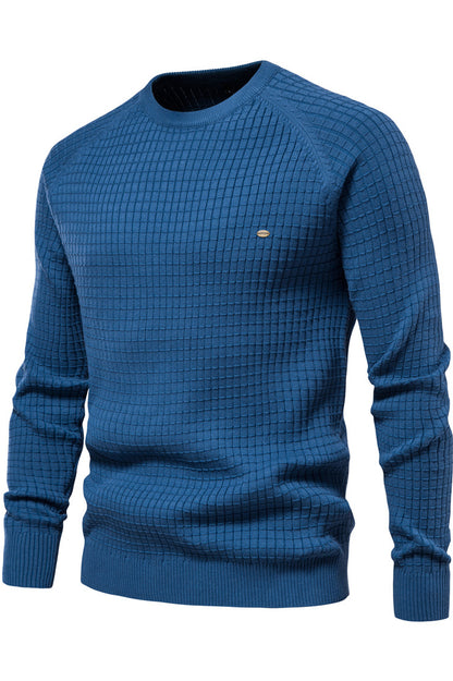 Men's Solid Cotton Base Plaid Pullover Sweaters