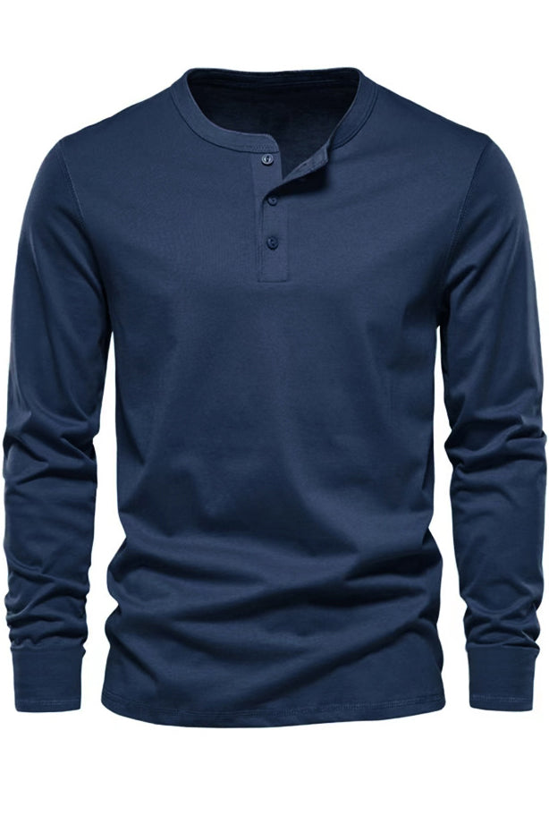 Mens Solid Long Sleeve Bottom Henley Shirts