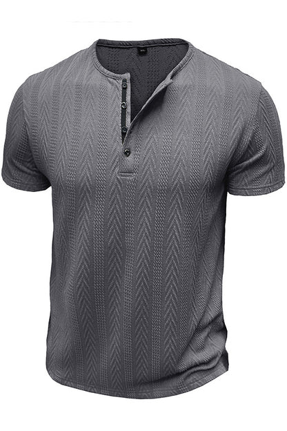 Mens Vintage Striped Knit Short Sleeve Henley Shirts