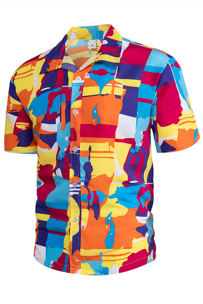 Men's Beach Geometric Printed Quick Drying Short Sleeved Shirts