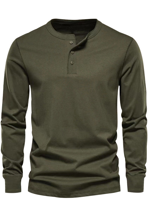 Mens Solid Long Sleeve Bottom Henley Shirts