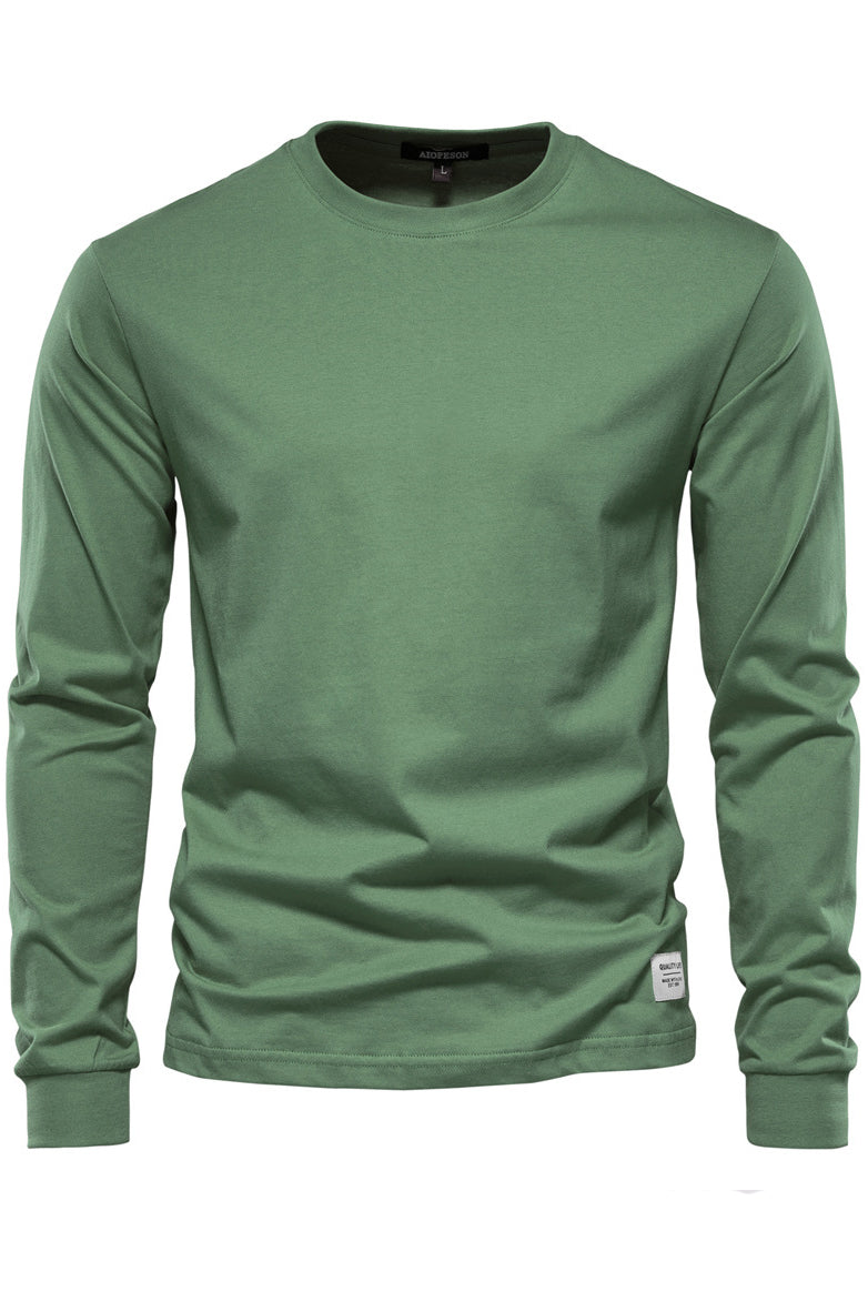 Men's Solid Crewneck Long Sleeve Cotton T-Shirts