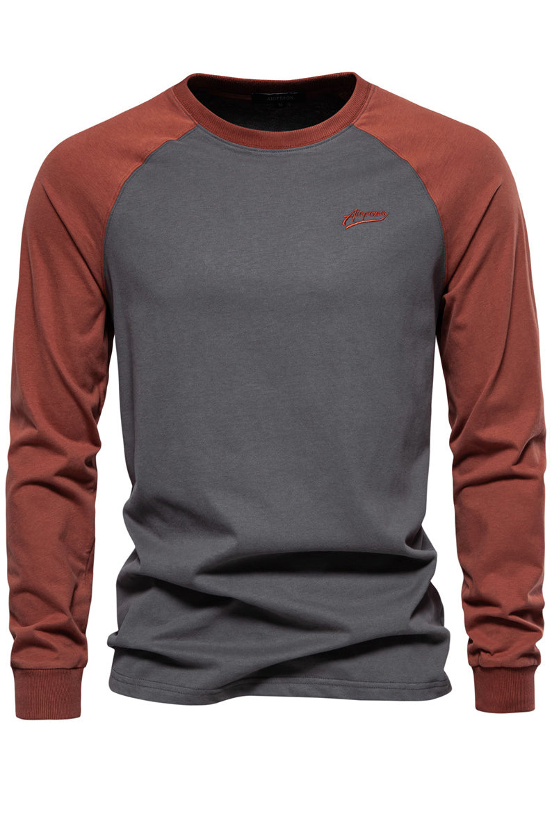 Men's Raglan Sleeve Crewneck Color Block Shirts