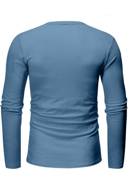 Mens Solid Long Sleeve Bottom Henley Shirts