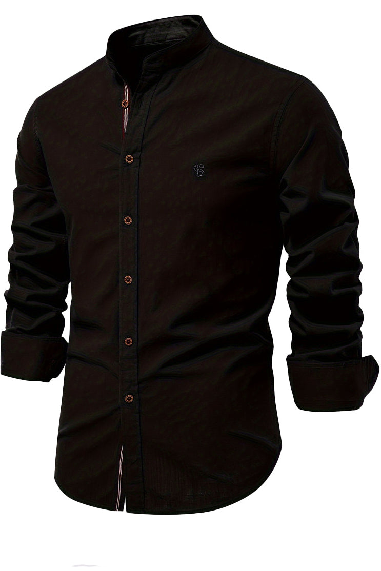 Men's Cotton Solid Single Row Buttons Dress Shirts