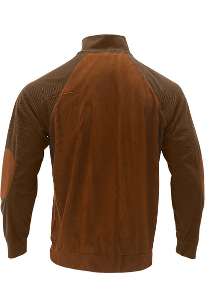 Mens Color Block Corduroy Pullovers Sweatshirts