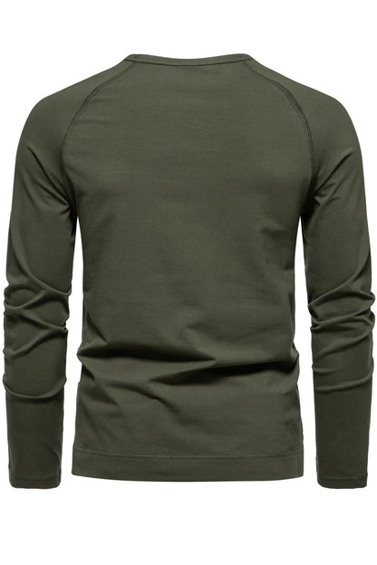 Retro Men's Crewneck Slim Long Sleeve Henley Shirts