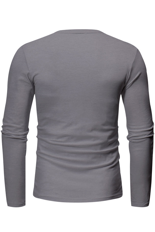 Mens Solid Long Sleeve Bottom Henley Shirts