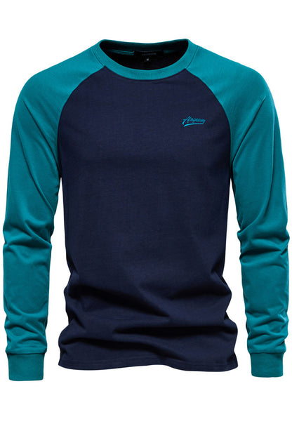 Men's Raglan Sleeve Crewneck Color Block Shirts