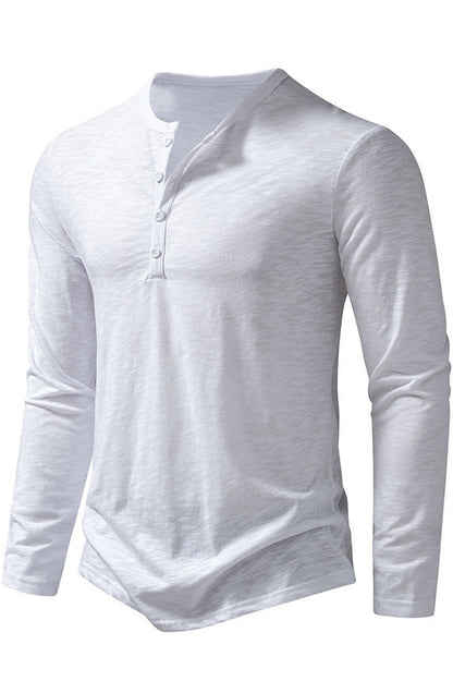 Men's Solid Long Sleeved Button Front T-shirts