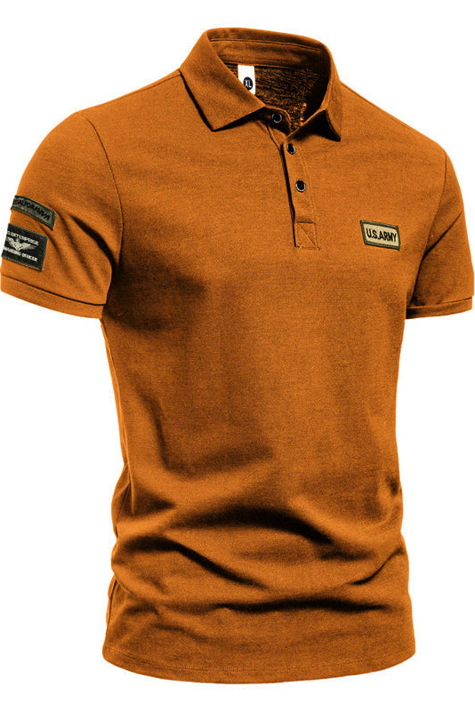 Men's Outdoor Style Short-sleeved Lapel Button Solid Polo Shirts