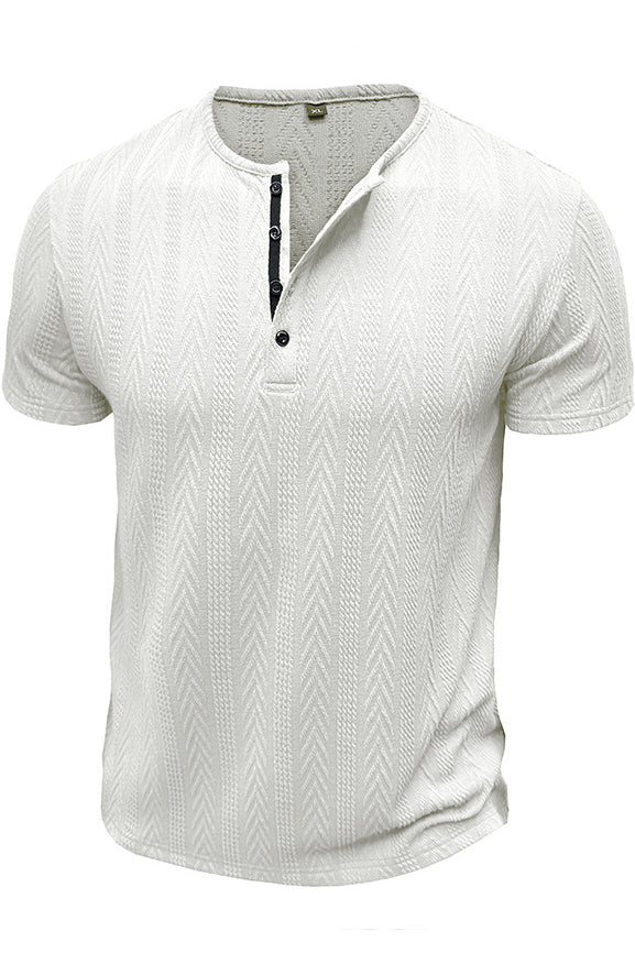 Mens Vintage Striped Knit Short Sleeve Henley Shirts