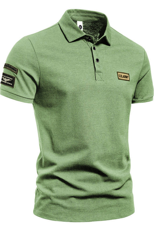 Men's Outdoor Style Short-sleeved Lapel Button Solid Polo Shirts