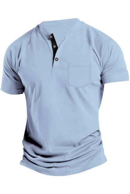 Men's Short Sleeve Button Front Pocket T-Shirts