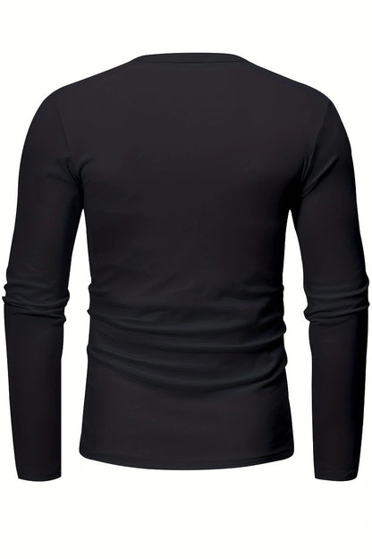 Mens Solid Long Sleeve Bottom Henley Shirts