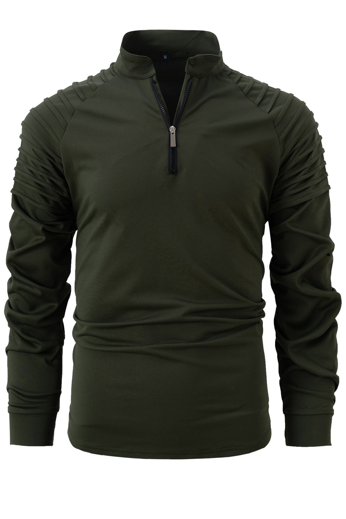 Mens Casual Solid Long Sleeved Sports Zipper Shirts