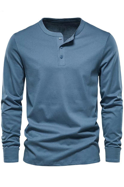 Mens Solid Long Sleeve Bottom Henley Shirts