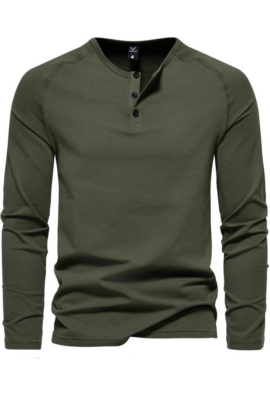 Retro Men's Crewneck Slim Long Sleeve Henley Shirts