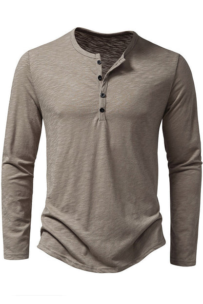 Men's Solid Long Sleeved Button Front T-shirts