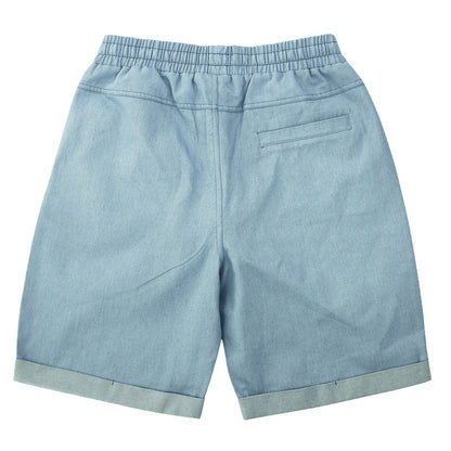 Mens Elastic Waisted Drawstring Jeans Cotton Shorts