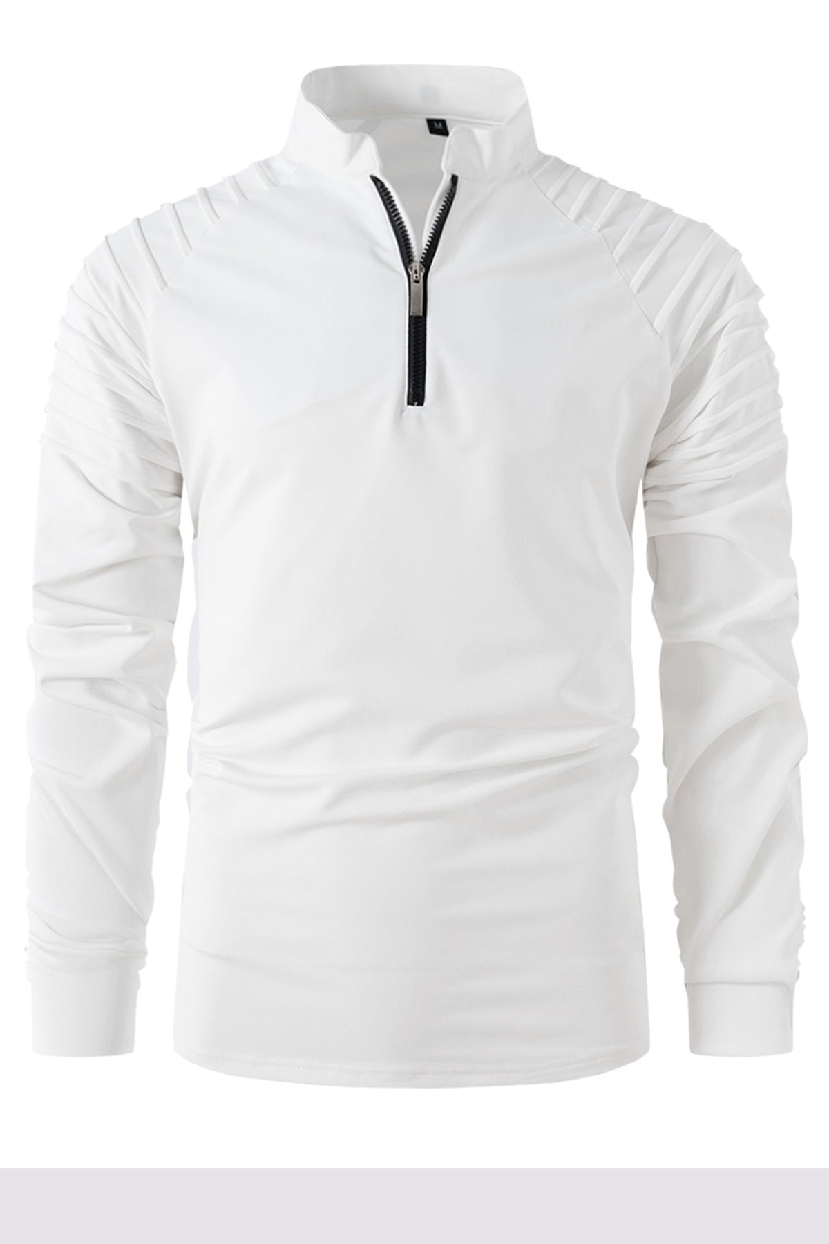 Mens Casual Solid Long Sleeved Sports Zipper Shirts