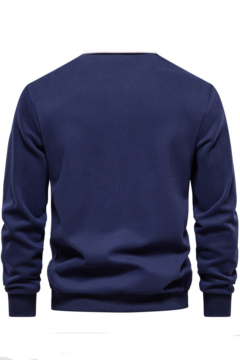 Mens Polo Collared Button Up Long Sleeve Sweatshirts