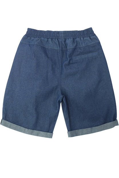 Mens Elastic Waisted Drawstring Jeans Cotton Shorts