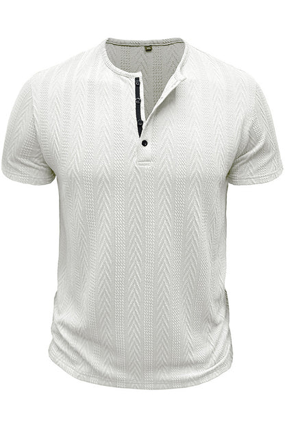 Mens Vintage Striped Knit Short Sleeve Henley Shirts