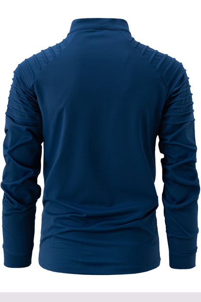 Mens Casual Solid Long Sleeved Sports Zipper Shirts