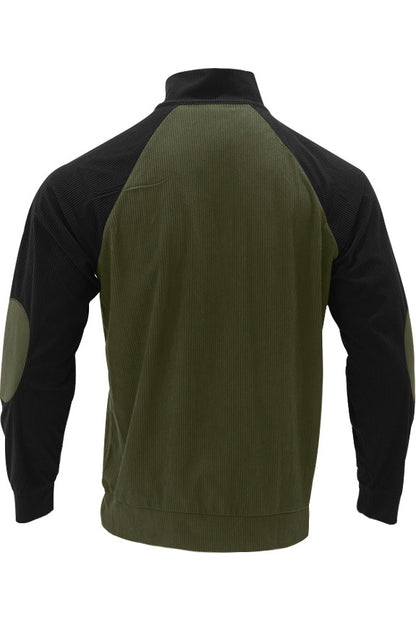 Mens Color Block Corduroy Pullovers Sweatshirts