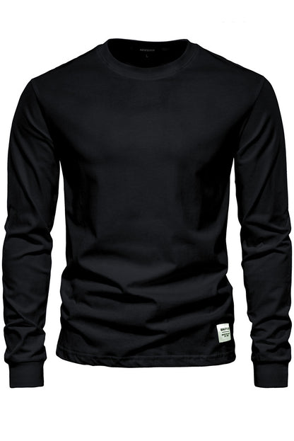 Men's Solid Crewneck Long Sleeve Cotton T-Shirts