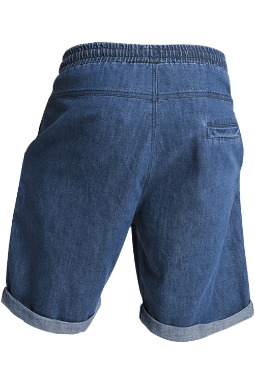 Mens Elastic Waisted Drawstring Jeans Cotton Shorts