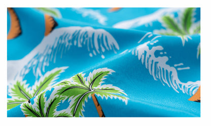 Men's Hawaiian Coconut Tree Print Lapel Short Sleeve Shirts