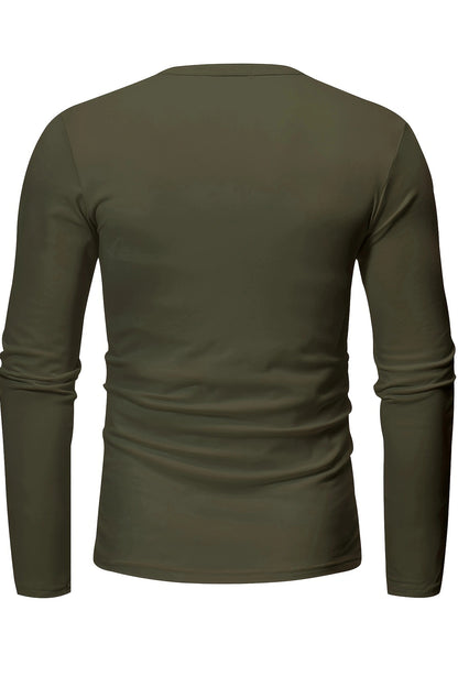 Mens Solid Long Sleeve Bottom Henley Shirts