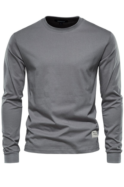 Men's Solid Crewneck Long Sleeve Cotton T-Shirts