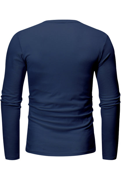 Mens Solid Long Sleeve Bottom Henley Shirts