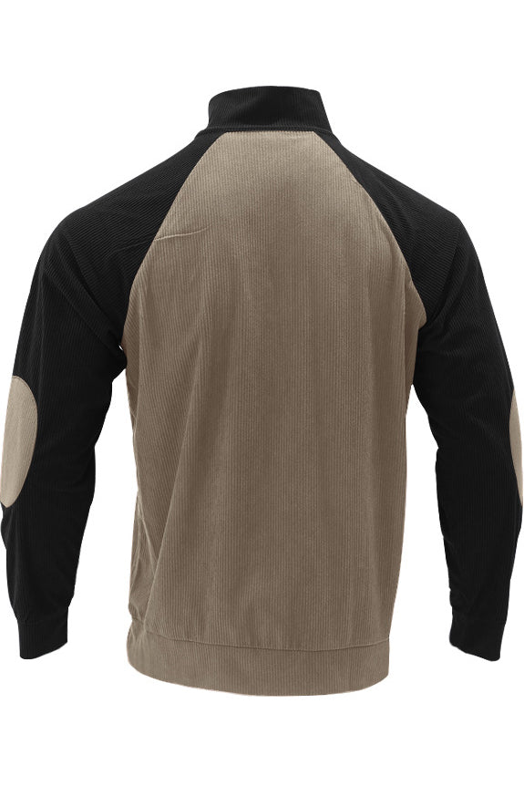 Mens Color Block Corduroy Pullovers Sweatshirts