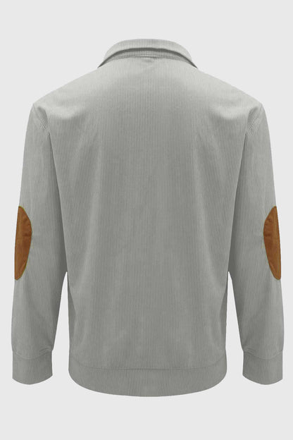 Mens Corduroy Stand Collar Color Block Sweatshirts