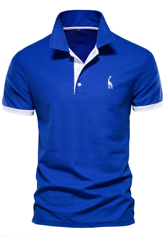 Short Sleeve Casual Deer Embroidered Lapel Polo Shirts